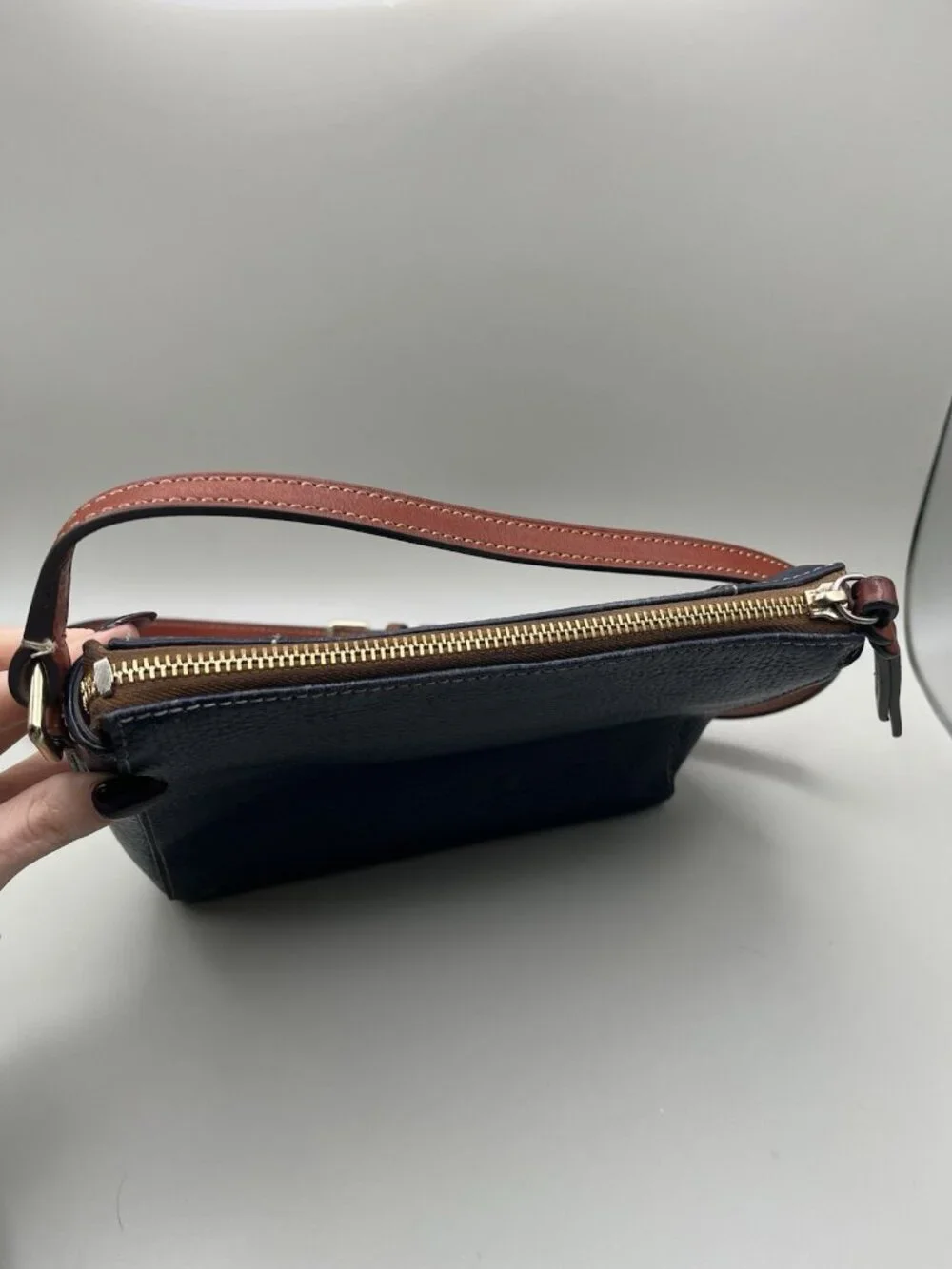 Dooney & Bourke Lexington Crossbody Dark Blue Pebble Grain Leather Bag VTG